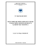 Luận văn Thạc sĩ Kinh tế: Hoàn thiện hệ thống kiểm soát nội bộ về hoạt động kinh doanh dịch vụ tại Bệnh viện Nhi Đồng 1
