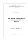 Luận văn Thạc sĩ Kinh tế: Hoàn thiện hệ thống kiểm soát nội bộ tại Công ty Phân bón Việt Nhật