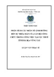 Luận văn Thạc sĩ Kinh tế: Phân tích các nhân tố ảnh hưởng đến sự thỏa mãn của cán bộ công chức trong công việc tại Cục Thuế tỉnh Bà Rịa-Vũng Tàu