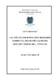 Luận văn Thạc sĩ Kinh tế: Các yếu tố ảnh hưởng đến ý định khởi nghiệp của thanh niên tại Huyện Châu Đức Tỉnh Bà Rịa – Vũng Tàu