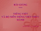 Bài giảng Tiếng Việt và bộ môn tiếng Việt thực hành - GV. Cao Bé Em