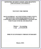 PhD in Economics thesis summary: Managerial accounting for costs, revenues and performance in construcion enterprises listed on Vietnam stock exchange