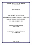 Summary of Doctoral thesis in Economics: Mechanism of financial resource mobilization and tilization for new rural development in Nghe An province