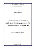 Luận án Tiến sĩ Kinh tế: Cơ chế huy động và sử dụng nguồn lực tài chính cho xây dựng nông thôn mới ở tỉnh Nghệ An