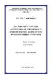 Summary PhD thesis Accounting: Factors affecting the application of performancebased budgeting model in nonbusiness entities in Vietnam