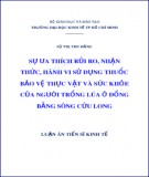Luận án Tiến sĩ Kinh tế: Sự ưa thích rủi ro, nhận thức, hành vi sử dụng thuốc bảo vệ thực vật và sức khỏe của người trồng lúa ở đồng bằng Sông Cửu Long