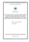 Summary of Economic Doctoral dissertation: Relationship among government export support, perceived export stimuli, perceived export barriers and export performance in Vietnamese smes exporting agricultural products to Asean+3