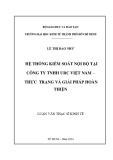 Luận văn Thạc sĩ Kinh tế: Hoàn thiện hệ thống kiểm soát nội bộ tại Công ty TNHH URC Việt Nam