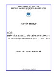 Luận văn Thạc sĩ Kinh tế: Phân tích báo cáo tài chính Công ty cổ phần Nhựa Bình Minh từ năm 2009 – 2013