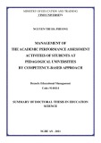 Summary of Doctoral Thesis in Education Science: Management of the academic performance assessment activities of students at pedagogical universities by competency-based approach