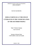 Summary of Doctoral Thesis of Vietnamese language: Modal particles at the end of utterances of the Southern people