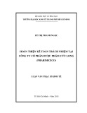 Luận văn Thạc sĩ Kinh tế: Hoàn thiện kế toán trách nhiệm tại Công ty cổ phần Dược phẩm Cửu Long