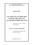 Luận văn Thạc sĩ Kinh tế: Các nhân tố tác động đến nắm giữ tiền mặt của các doanh nghiệp Việt Nam