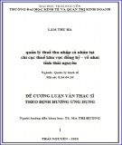 Luận văn Thạc sĩ Quản lý kinh tế: Quản lý thuế thu nhập cá nhân tại chi cục thuế khu vực Đồng Hỷ - Võ Nhai tỉnh Thái Nguyên