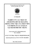 Tóm tắt luận văn Thạc sĩ Quản trị kinh doanh: Nghiên cứu các nhân tố ảnh hưởng đến sự hài lòng trong công việc của nhân viên văn phòng ở các cơ quan tại thành phố Sóc Trăng
