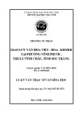 Tóm tắt luận văn Thạc sĩ Văn hóa học: Giao lưu văn hóa Việt - Hoa - Khmer tại phường Vĩnh Phước, thị xã Vĩnh Châu, tỉnh Sóc Trăng