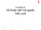 Bài giảng Kỹ thuật lập trình – Chương 4: Kỹ thuật viết mã nguồn hiệu quả