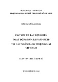 Luận văn Thạc sĩ Kinh tế: Các yếu tố tác động đến hoạt động mua bán sáp nhập tại các ngân hàng thương mại Việt Nam