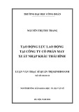 Luận văn Thạc sĩ Quản trị Kinh doanh: Tạo động lực lao động tại Công ty Cổ phần May xuất nhập khẩu Thái Bình