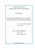 Luận văn Thạc sĩ Kinh tế: Phân tích sự ảnh hưởng của các nhân tố đến đầu tư trực tiếp nước ngoài