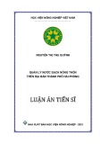 Luận án Tiến sĩ: Quản lý nước sạch nông thôn trên địa bàn thành phố Hải Phòng