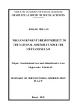 Summary of the Doctoral dissertation in Law: The government’s responsibility to the national assembly under the Vietnamese law