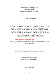 Tóm tắt luận văn Thạc sĩ Khoa học Giáo dục: Vận dụng phương pháp bàn tay nặn bột vào dạy học chương “Dòng điện không đổi” Vật lí 11 – Trung học phổ thông