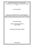 Summary of doctoral thesis: Research on the influence of the project implementation progress on the road transport work construction investment costs in Vietnam