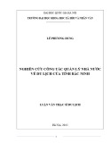 Luận văn Thạc sĩ Du lịch: Nghiên cứu công tác quản lý nhà nước về du lịch của tỉnh Bắc Ninh