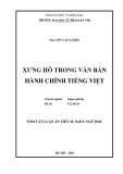 Tóm tắt Luận án Tiến sĩ Ngôn ngữ học: Xưng hô trong văn bản hành chính tiếng Việt