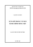 Luận án Tiến sĩ Ngôn ngữ học: Xưng hô trong văn bản hành chính tiếng Việt