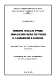 Summary of Doctoral Dissertation on Educational Science: Developing the skill of applying knowledge into practice for students in teaching biology in high school