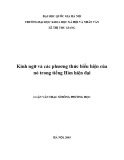 Luận văn Thạc sĩ Đông phương học: Kính ngữ và các phương thức biểu hiện của nó trong tiếng Hàn hiện đại