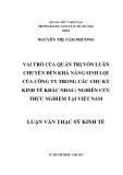 Luận văn Thạc sĩ Kinh tế: Vai trò của quản trị vốn luân chuyển đến khả năng sinh lợi của công ty trong các chu kỳ kinh tế khác nhau - Nghiên cứu thực nghiệm tại Việt Nam