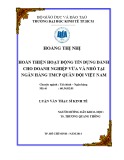 Luận văn Thạc sĩ Kinh tế: Hoàn thiện hoạt động tín dụng dành cho khách hàng doanh nghiệp vừa và nhỏ tại Ngân hàng thương mại cổ phần Quân Đội Việt Nam