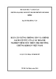 Luận văn Thạc sĩ Kinh tế: Bất cân xứng thông tin và chính sách cổ tức của các doanh nghiệp niêm yết trên thị trường chứng khoán Việt Nam