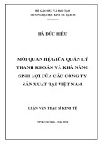 Luận văn Thạc sĩ Kinh tế: Mối quan hệ giữa quản lý thanh khoản và khả năng sinh lợi của các công ty sản xuất tại Việt Nam