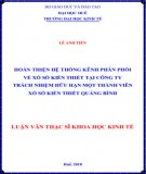 Luận văn Thạc sĩ Khoa học kinh tế: Hoàn thiện hệ thống kênh phân phối vé xổ số kiến thiết tại Công ty trách nhiệm hữu hạn một thành viên xổ số kiến thiết Quảng Bình