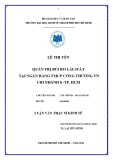 Luận văn Thạc sĩ Kinh tế: Quản trị rủi ro lãi suất tại Ngân hàng thương mại cổ phần Công Thương Việt Nam – Chi nhánh 8 TPHCM