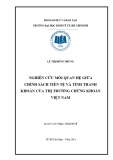 Luận văn Thạc sĩ Kinh tế: Nghiên cứu mối quan hệ giữa chính sách tiền tệ và tính thanh khoản của thị trường chứng khoán Việt Nam