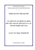 Luận văn thạc sĩ Kinh tế: Các nhân tố tài chính tác động đến việc nắm giữ tiền mặt của các doanh nghiệp Việt Nam