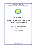 Luận văn Thạc sĩ Kinh tế: Quản trị doanh nghiệp nhỏ và vừa trên địa bàn tỉnh Long An