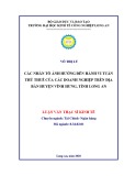 Luận văn Thạc sĩ Kinh tế: Các nhân tố ảnh hưởng đến hành vi tuân thủ thuế các doanh nghiệp trên địa bàn huyện Vĩnh Hưng, tỉnh Long An