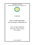 Luận văn Thạc sĩ Kinh tế: Quản lý thuế nhập khẩu tại Cục Hải quan tỉnh Long An