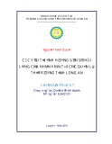 Luận văn Thạc sĩ Kinh tế: Các nhân tố ảnh hưởng đến sự hài lòng của nhân viên tại Cục Quản lý thị trường tỉnh Long An