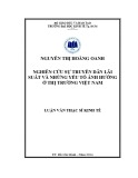 Luận văn Thạc sĩ Kinh tế: Nghiên cứu sự truyền dẫn lãi suất và những yếu tố ảnh hưởng ở thị trường Việt Nam