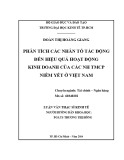Luận văn Thạc sĩ Kinh tế: Phân tích các nhân tố vĩ mô tác động đến kết quả kinh doanh của các ngân hàng TMCP niêm yết ở Việt Nam