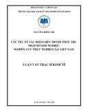 Luận văn Thạc sĩ Kinh tế: Tác động của tỷ lệ sở hữu nước ngoài đến tránh thuế thu nhập doanh nghiệp - Nghiên cứu thực nghiệm tại Việt Nam