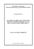 Luận văn Thạc sĩ Kinh tế: Tác động của dòng vốn nước ngoài đến tăng trưởng kinh tế của các quốc gia đang phát triển Châu Á