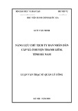 Luận văn Thạc sĩ Quản lý công: Năng lực chủ tịch Ủy ban nhân dân cấp xã ở huyện Thanh Liêm, tỉnh Hà Nam